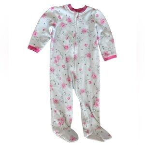 Little Me Baby Girl Floral Fleece Footed Sleeper pink- Size 18 Months
